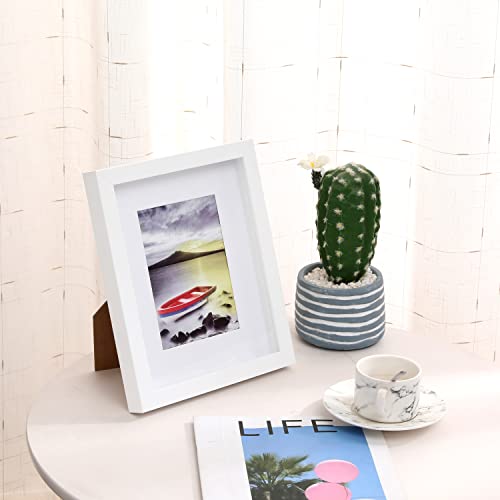 Muzilife 8x10 Shadow Box 3D Picture Frame with Mat, Wood, 1 Pack, White - color: 1pcs 8x10-white