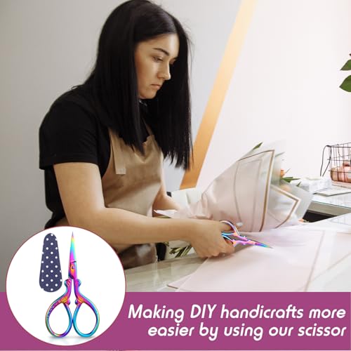 Honoson 4 Pcs Small Embroidery Scissors, 3.6", Simple, Chic Colors - color: Chic Colors