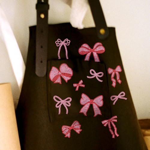 13 Pcs Iron on Rhinestones Transfer, Pink Bow Hot Fix Iron on Patch Transfer Decals Crystal Heat Transfer Clothing Repair Decor for T-Shirt Hat Jacket Decor DIY Accessories - style: Pink Bow