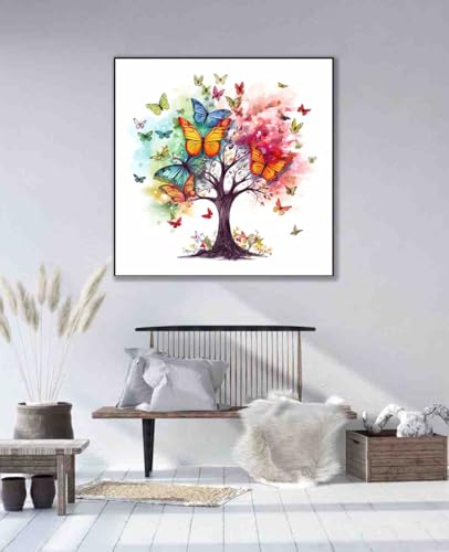 DYAIANGMU Tree of Life Stamped Cross Stitch Kit for Adults 13.7x13.7 inches - color: cat