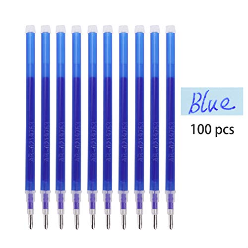 Heat Erasable Fabric Marking Pens 100pcs,Disappearing Ink Cloth Tracing Refills for Creating Washable Art and Lettering,Sewing,Quilting,Dressmaking,Shoesmaking,Leather - color: 100pcs blue
