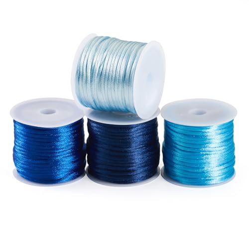 Elecrelive 40 Yards Rattail Satin Cords Blue Nylon String Beading String - color: Blue, 2mm