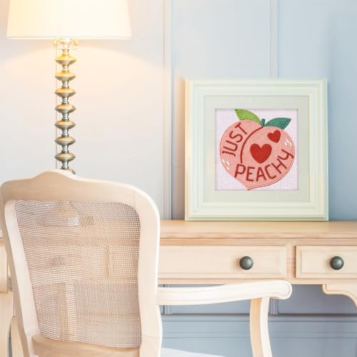 DOODLREAM Just Peachy Peach Punch Needle Kit for Beginner 9.4" x 9.4" - color: Just Peachy