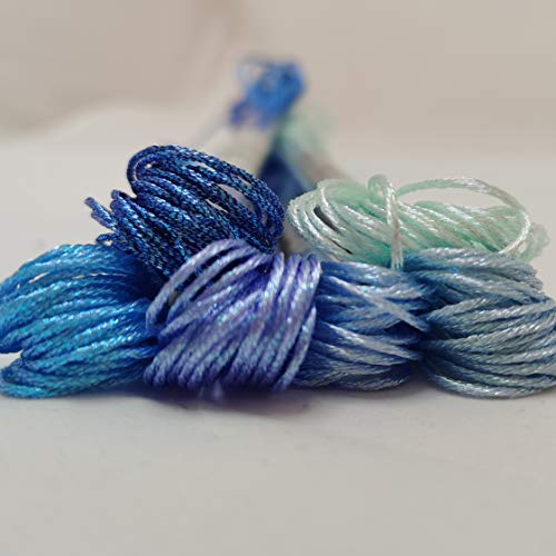 KCS 6-Strand Cross Stitch Metallic Variegated Pearl Shiny Embroidery Floss (6 skeins, Solid Color 6) - color: Solid color 6