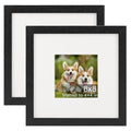 TOFOREVO 8x8 Picture Frames with 4x4 Mat Set of 2, Black - color: Black Wood Grain, size: 8x8