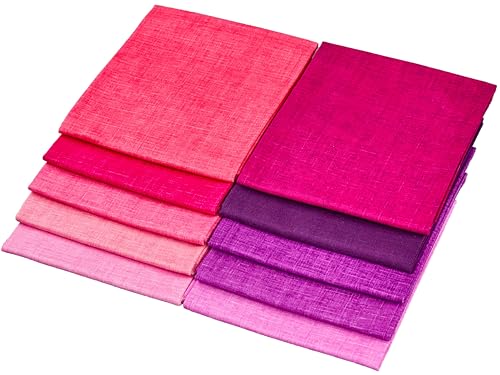 Craftido - 11 Options Solids with Tweed Tonals - Assorted Color Cotton Quilting Fabric Bundles 10pcs Fat Quarters 18"x21" - Medium Weight 5.2oz-for Quilting, Sewing and Crafts-Wildberry(Pinks+Purples) - color: Wildberry(pinks+purples)