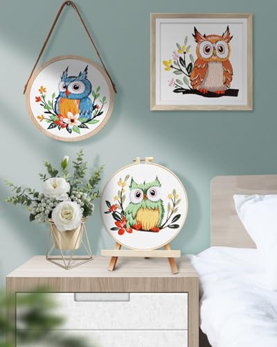 TINDTOP Embroidery Kit for Adults, Owl Embroidery Practice Kit - color: Owl