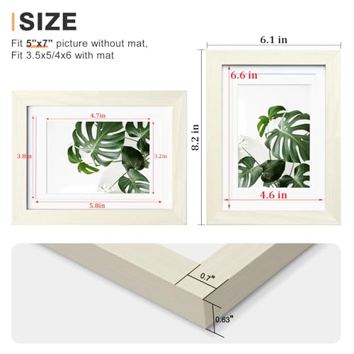 Egofine 5x7 Picture Frame Made of Solid Wood with Plexiglass, Display Pictures 3.5x5/4x6 with Mat or 5x7 Without Mat for Tabletop and Wall Mounting, Beige - color: Beige, size: 5x7