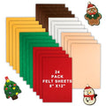 24 Pcs Felt Sheets for Crafts, 8 X 12 Inch Christmas Red Yellow White Fabric, 1mm Thick A4 Stiff Sheets for Patchwork - color: Christmas Series