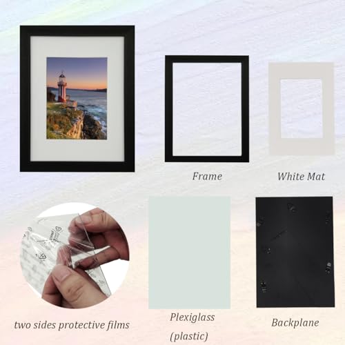 A5 Gallery Picture frames with A6 mat,Freestanding and Wall Mountable Photo Frame,Black - color: Black, size: 6x8