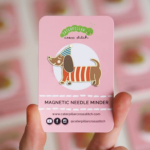Needle Minder - Sausage Dog Dachshund for Cross Stitch, Sewing, Embroidery and Needlework Accessories, Enamel and Magnetic