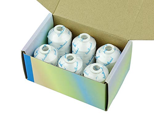 Simthread 6 Polyester White Machine Embroidery Threads 1000M(1100Yards) Compatible with Brother, Babylock, Janome, Pfaff, Singer, Bernina and Other Home Machines (White) - color: White