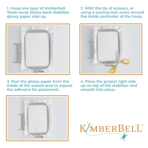 Kimberbell Wash Away Stabilizer - Wash Away Stabilizer for Embroidery, Sticky Back Stabilizer for Machine Embroidery, Water Soluble Stabilizer for Embroidery, 20"x5" Yd Roll, No Residue