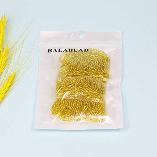 Size 11/0 Yellow Sliver Lined Seed Beads Strand, 3 Meters, 9 Meters Light Green Silver Lined Strand - color: Yellow -Silver Lined