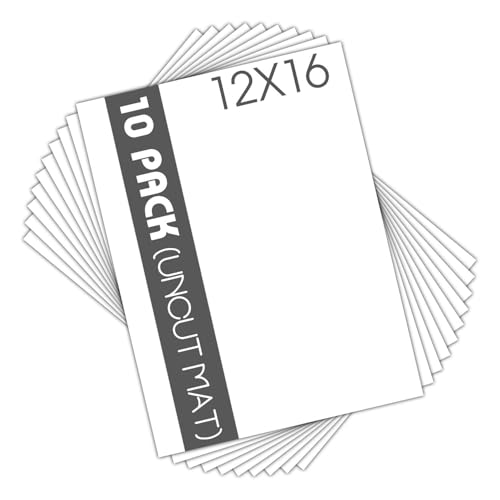 Mat Board Center 10 Pack Uncut Mat Boards, 12x16 White Matboards - size: 12x16