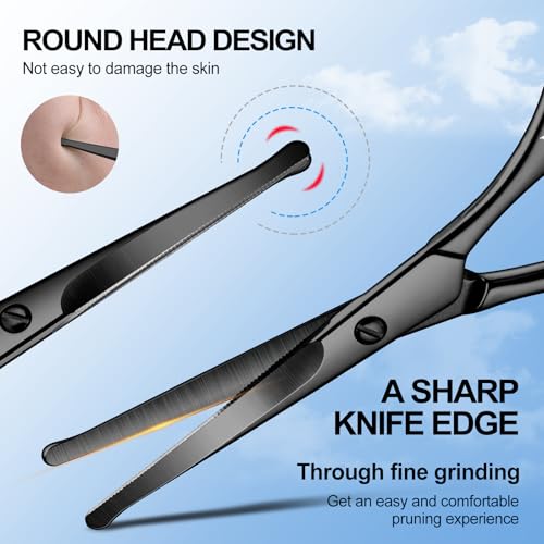 4.1" Nose & Beard Scissors, Safety Rounded Tip, Black - color: Black