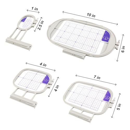 Sew Tech 4pcs Embroidery Hoop for Brother, 1x2.5 4x4 5x7 6x10in Frame Set - size: 4in1 - B