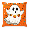 Cute Ghost with Pumpkin Linen Pillow Cover 18x18 Yellow Background - color: Pa10064, size: 18" x 18" (Pack of 1)