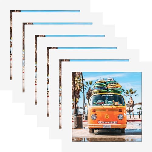 5x5 White Picture Frames Square Classic Natural Wood 6 Pack for Wall Mounting and Tabletop Display - color: White, size: 5x5