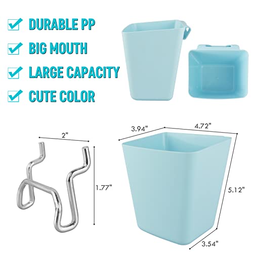 Large Pegboard Cups, 6Pack Peg Board Square Storage Bins With Hooks (Blue) - color: Sky Blue