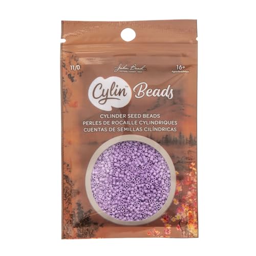 John Bead 25g Cylin Beads Opaque Light Purple 11/0 Glass Cylindrical Seed Beads for Jewelry Bracelets Necklaces Earrings Making Embroidery - color: Light Purple