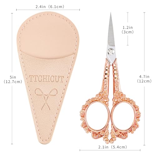 Rose Gold All Purpose Scissors with Sheath - Sewing & Embroidery Scissors for Home, Office & School - color: Rose Gold