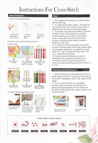 Stamped Cross Stitch Kits for Beginners,Book and Wildflower 14x14in - color: cross stitch-0905-1