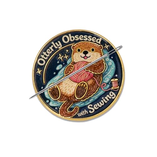 Funny Otter Needle Minder Magnet, Magnetic Sewing Accessory with "Otterly Obsessed with Sewing" Design, Cute Holder for Embroidery, Needlepoint & Cross Stitch Projects