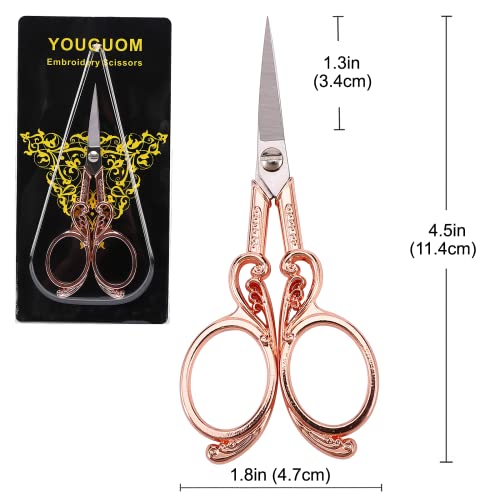 YOUGUOM Scrapbooking Scissors, Small Sewing Scissor with Cover - color: Rose Gold