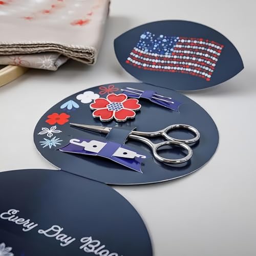 Red White & Bloom Embroidery Kit, US 250th Anniversary 365-Day Floral American Flag Cross Stitch Set for Beginners Adults, Veterans, Patriotic Craft Gift