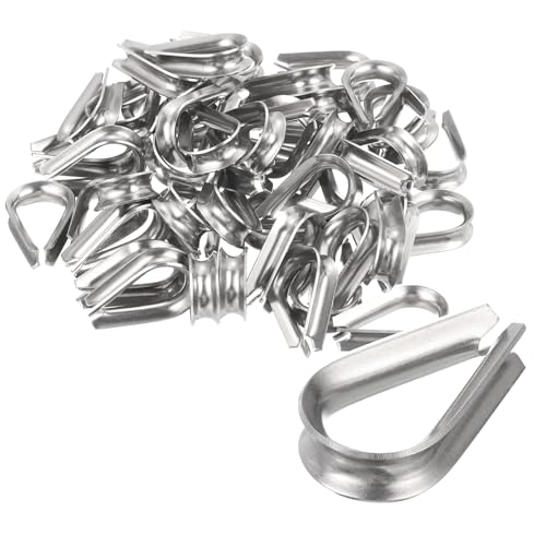 uxcell 50Pcs M5 Stainless Steel Thimble for 3/16" Dia Wire Rope, Wire Rope Cable Thimbles Rigging for Marine, Sunshade Sail, Fence - size: M5