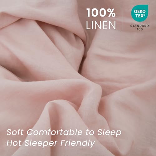 100% French Linen Pillow Shams Basic Style - Pack of 2 - Washed Solid Color Natural Flax Soft Breathable - Blush Pink, 20'' x 36'' - color: Blush Pink, size: 20''x36'' - Basic