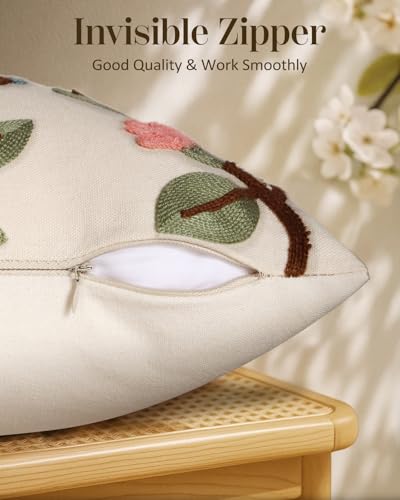 Embroidered Throw Pillow Cover 20x20 Inch, Bird Lemon - color: Bird Lemon, size: 20" x 20" (Pack of 1)
