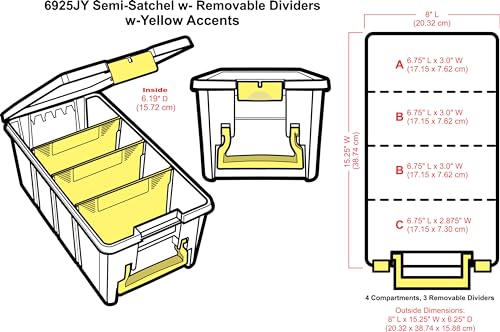 ArtBin Semi Satchel Craft Organizer with 3 Dividers, Yellow Accents - color: Yellow, size: Pack of 1