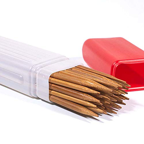 NX Garden 2pcs 41cm Large Transparent Plastic Knitting Needle Pin Storage Case Tube Containers (Red + Yellow)