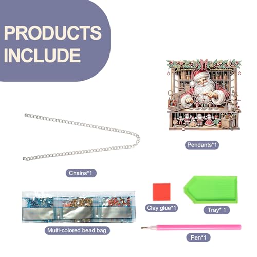 TDFERAN DIY 5D Diamond Painting Kits Hanging Sign 22x24cm Santa Claus Diamond Art Wreath Crystal Painting with Diamonds Ornaments Window Pendants Hanging Pendant Home Garden Door Kits Merry Christmas - color: Brown Christmas Marionette Ornament