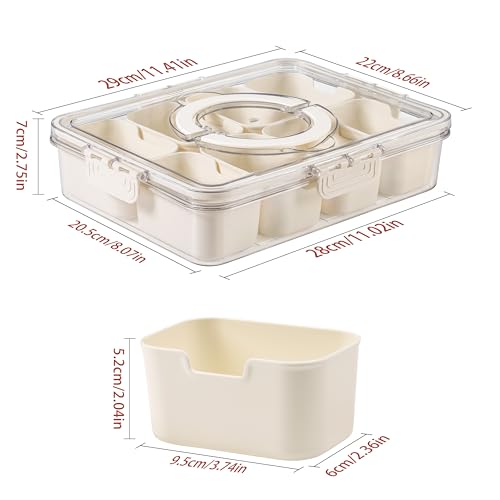 Bandesun Divided Serving Tray with Lid and Handle - Snackle Box Charcuterie Container for Portable Snack Platters - Clear Organizer for Candy, Fruits, Snacks，Nuts - Perfect (Pack of 2) - style: 2 pack compartments small 8pcs