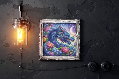 HKLIOPU Stamped Cross Stitch Kits - Dragon Embroidery Starter Kit for Adult Beginners, 11CT Needlepoint Cross-Stitch Patterns Dimensions Kit Arts and Crafts 16X 16 inch - color: USL-005