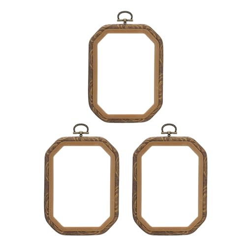 PATIKIL 6x4.3inch Embroidery Hoops, 3Pieces Imitated Wood Octagonal Frame Cross Stitch Hoop Ring for Embroidery Art Craft Sewing Ornaments Hanging Decoration - size: 6x4.3inch