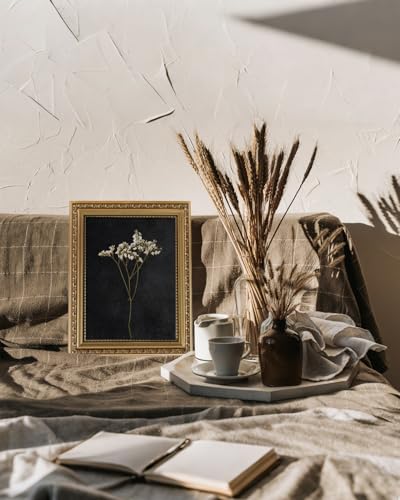 ARPEOTCY Vintage Gold Framed Wall Art, Dark Dried Wildflower Paintings, Small Canvas Prints Artwork with Frame, Classical Victorian Wall Decor for Living Room Bathroom Bedroom Shelf, 8x10 inch - color: Dark Dried Wildflower, size: 10"L x 8"W