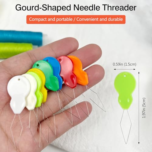 40-Pack Gourd-Shaped Plastic Needle Threaders – Random Colors with Clear Storage Box, Wire Loop Sewing Tools for Hand & Machine Stitching