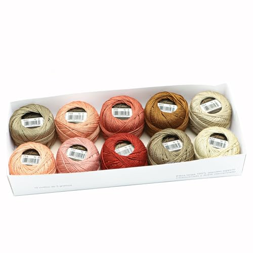 Size 8 Double Mercerized Egyptian Long Staple Cotton Pearl Thread Ball 5 Grams Rainbow Color Embroidery Thread 10 Colors per Box for Crochet Hardanger Cross Stitch Hand Embroidery (Set Z) - color: Set Z