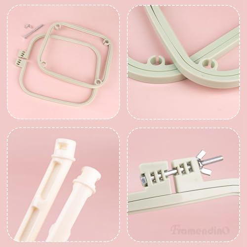 Framendino, Double Layer Embroidery Stand Hoops Frame for Sewing Craft Projects Green - color: Green