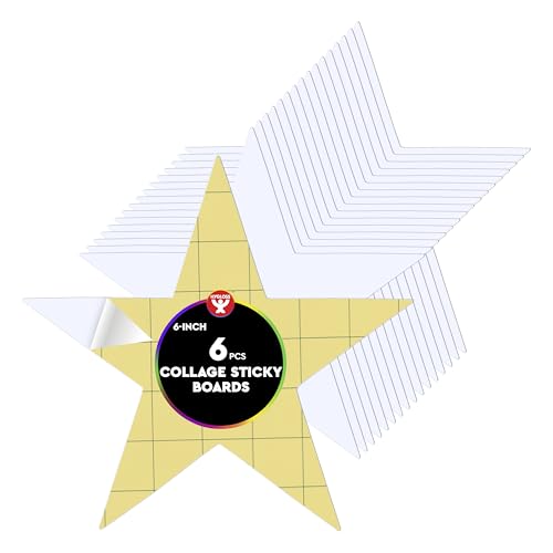 Hygloss Sticky Star Craft Boards - 6 Pack 6-Inch Self Stick Collage Boards for Kids - Peel & Stick Mounting Boards for Art Projects, School Crafts, Classrooms, and DIY Displays - size: 6-Pcs, style: Star 6"