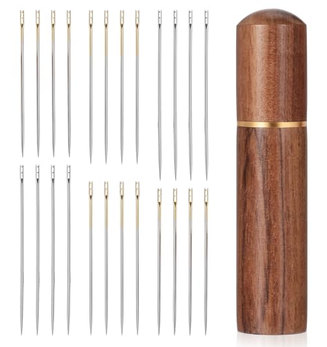 15 PCS Self Threading Needles for Hand Sewing, Easy Thread Needles for Hand Sewing with Metal Storage Tube, Stainless Steel Embroidery Sewing Needles (3.6, 3.8, 4.2 Cm)