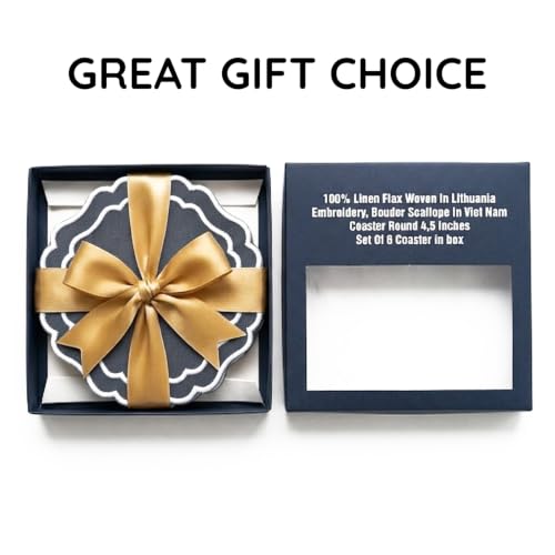 Linen Coasters for Drinks Set of 6, Charcoal - color: 1119 - Charcoal, size: 6 inches