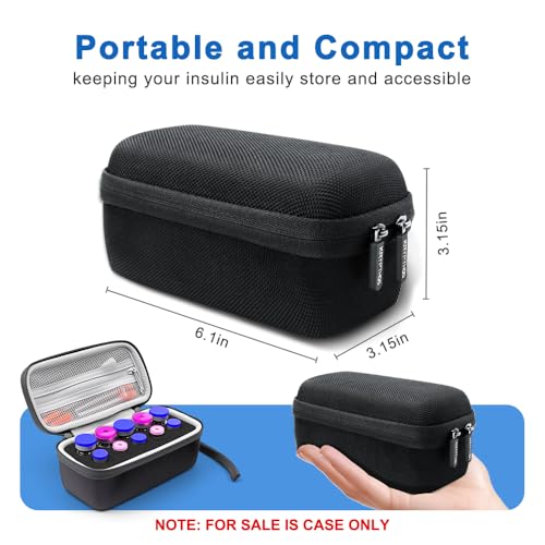 10 Slots Insulin Vial Protector Case for Diabetics Standard Insulin Vials - color: Black-10 Slots