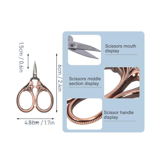 Stainless Steel Scissors Little Portable Vintage Embroidery Scissors for Sewing Crafts Artwork Cross Stitch Cutting Handmade DIY Tools(Red bronze) - color: Red Bronze