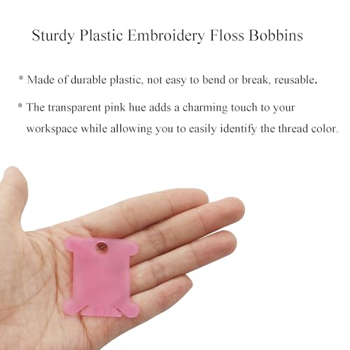 150Pcs Plastic Embroidery Floss Bobbins, Pink Plastic Floss Bobbins Embroidery Floss Cards Embroidery Thread Organizer Cross Stitch Floss Bobbin Plastic Bobbin for Embroidery Floss, SATONBEYI - color: Pink
