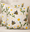 Embroidered Throw Pillow Covers 18x18 Inch, 2Pack, Flower Bee - color: Flower Bee, size: 18" x 18" (Pack of 2)